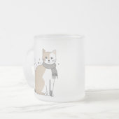 可愛シンプルい猫子猫アニマルニャーペットバレンタイン フロストグラスマグカップ (正面左)