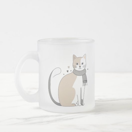 可愛シンプルい猫子猫アニマルニャーペットバレンタイン フロストグラスマグカップ (左)