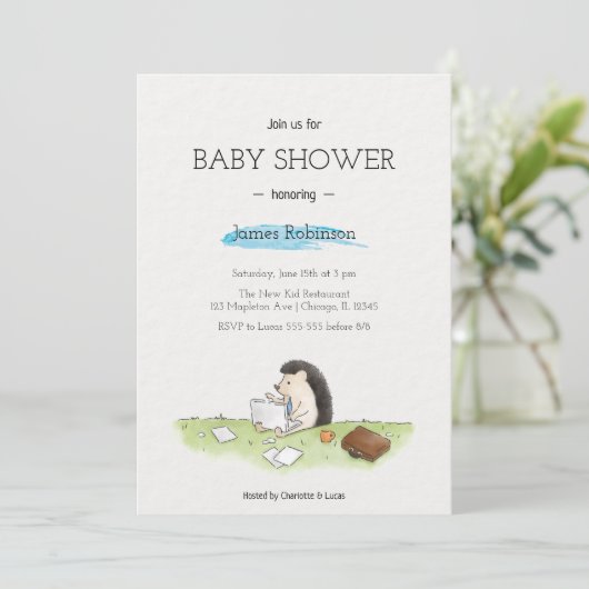 可愛シンプルい男の赤ちゃん招待状用水彩 招待状 (スタンド正面)