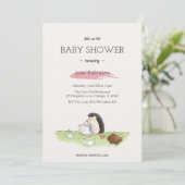 可愛シンプルい男の赤ちゃん招待状用水彩 招待状 (スタンド正面)