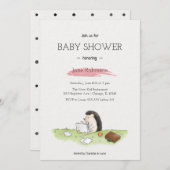 可愛シンプルい男の赤ちゃん招待状用水彩 招待状 (正面/裏面)