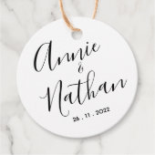 可愛シンプルい白黒スクリプ結婚ト フェイバータグ (正面)