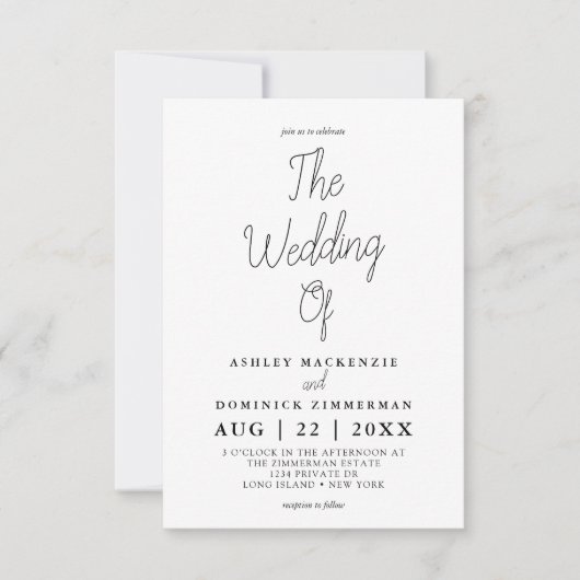 可愛シンプルい結婚と 招待状 (正面)