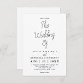 可愛シンプルい結婚と 招待状 (正面/裏面)