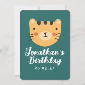 可愛シンプルい虎の森と動物誕生日 招待状 (裏面)