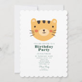 可愛シンプルい虎の森と動物誕生日 招待状 (正面)
