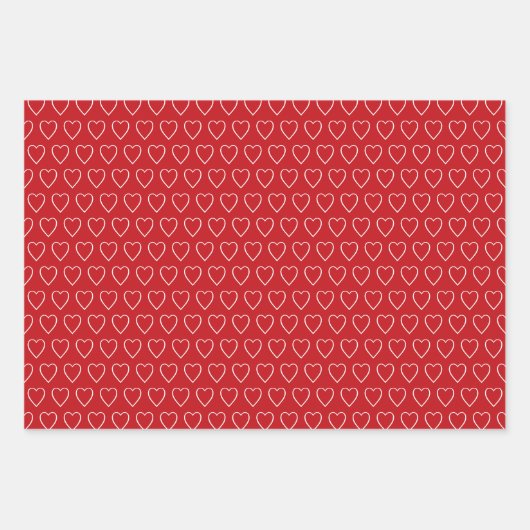 可愛シンプルい赤いハート柄バレンタイン ラッピングペーパーシート (正面)
