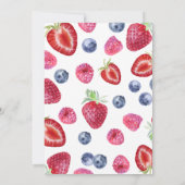 可愛シンプルい赤ブルーベリースウィート1st誕生日 招待状 (裏面)