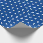 可愛シンプルい青い白い手ドロウン星模様 ラッピングペーパー (角)