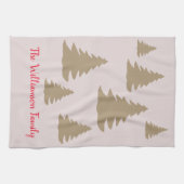 可愛シンプルモダンいニュートラルなキャビンの台本金ゴールド キッチンタオル (横)