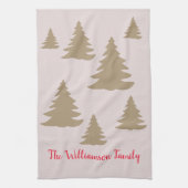 可愛シンプルモダンいニュートラルなキャビンの台本金ゴールド キッチンタオル (縦)