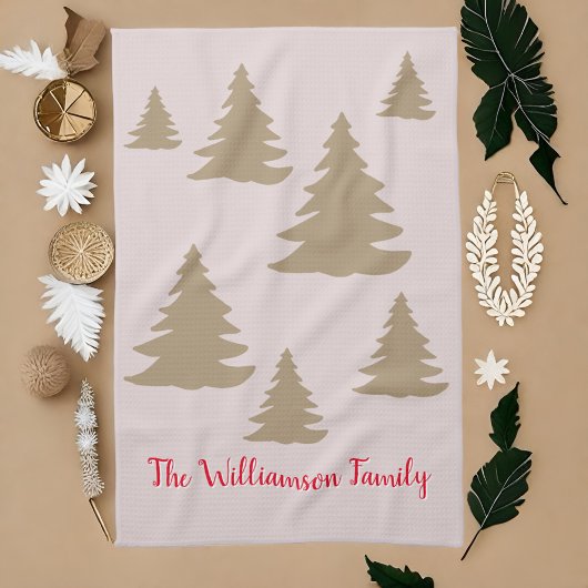 可愛シンプルモダンいニュートラルなキャビンの台本金ゴールド キッチンタオル