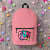 可愛スタイリッシュいカラフルおもしろいガーリーピンクスポーツ プリントバックパック