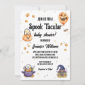 可愛スタイリッシュいハロウィーンスポックのタック赤ちゃんシャワー 招待状 (正面)