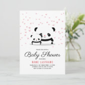 可愛スタイリッシュいパンダベアーガールベビーシャワー招待状 招待状 (スタンド正面)