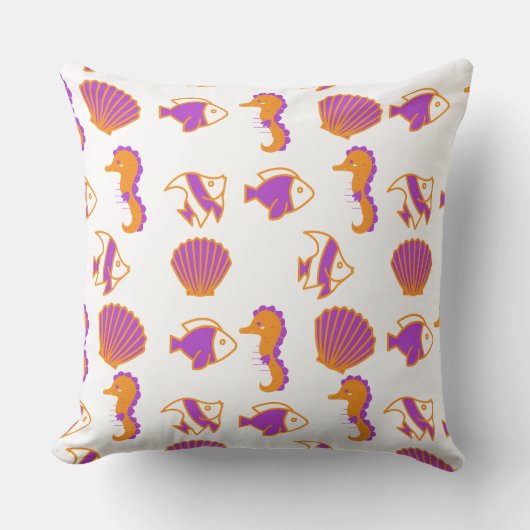 可愛スタイリッシュい海カラフル生活の水中パターン クッション (正面)