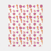 可愛スタイリッシュい海カラフル生活の水中パターン フリースブランケット (正面)