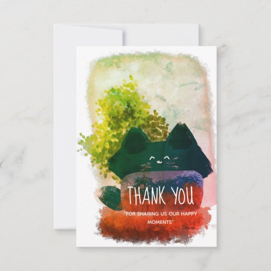 可愛スタイリッシュい漫画のふわふわ猫 サンキューカード (正面)