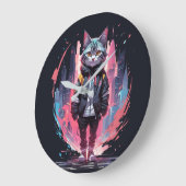 可愛スタイリッシュい猫デザイン ラージ壁時計 (傾斜)