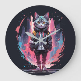 可愛スタイリッシュい猫デザイン ラージ壁時計