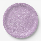 可愛スタイリッシュい紫のグリッター女の子ベビーシャワー ペーパープレート (正面)