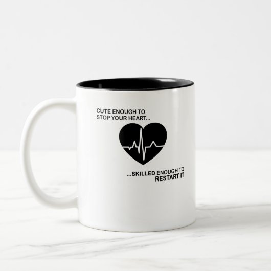 可愛ストップいハート......スキルのあるEnoug ツートーンマグカップ (左)