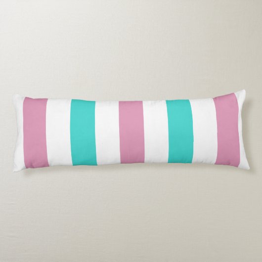 可愛ストライプのいピンクとターコイズ柄とことわざ ボディピロー (裏面)