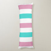 可愛ストライプのいピンクとターコイズ柄とことわざ ボディピロー (裏面 (縦))