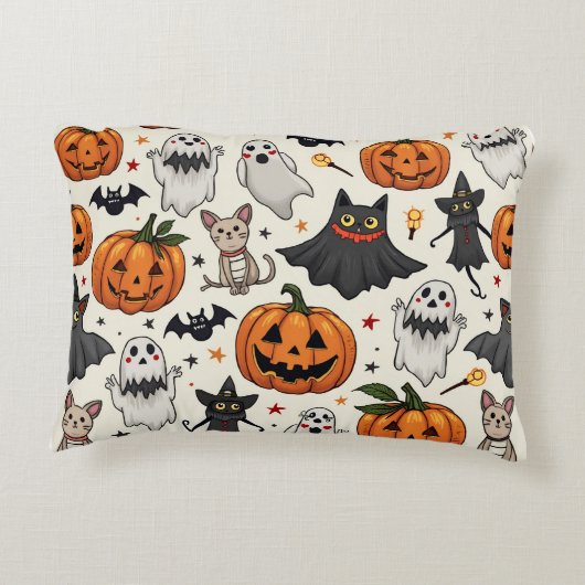 可愛パターン（の模様が）あるいハローウィンパーティ用の枕 アクセントクッション (裏面)