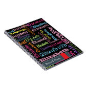 可愛パーソナライズされたいおもしろい名の模様(黒) ノートブック (右側)