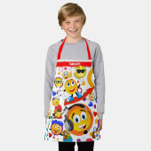 可愛パーソナライズされたいおもしろい絵文字キッズ エプロン (着用した状態)