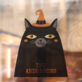 可愛パーソナライズされたいお洒落ハロウィーンブラックキャット ウィンドウサイン (シート2)