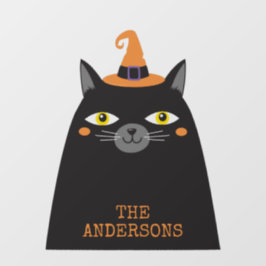 可愛パーソナライズされたいお洒落ハロウィーンブラックキャット ウィンドウサイン