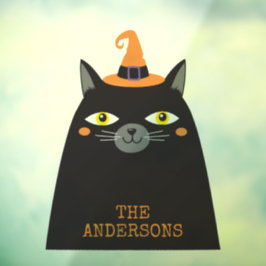 可愛パーソナライズされたいお洒落ハロウィーンブラックキャット ウィンドウサイン