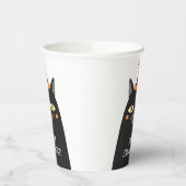 可愛パーソナライズされたいお洒落ハロウィーンブラックキャット 紙コップ (左)