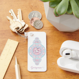 可愛パーソナライズされたいかわいいバニー装飾曼荼羅 キーホルダー