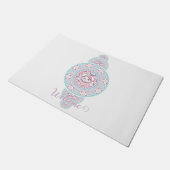 可愛パーソナライズされたいかわいいバニー装飾曼荼羅 ドアマット (アングル)