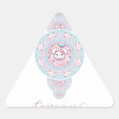 可愛パーソナライズされたいかわいいバニー装飾曼荼羅 三角形シール (正面)