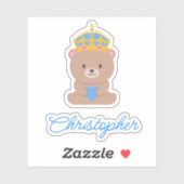 可愛パーソナライズされたいかわいいブルー王室のプリンスベア シール (シート)