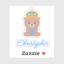 可愛パーソナライズされたいかわいいブルー王室のプリンスベア シール