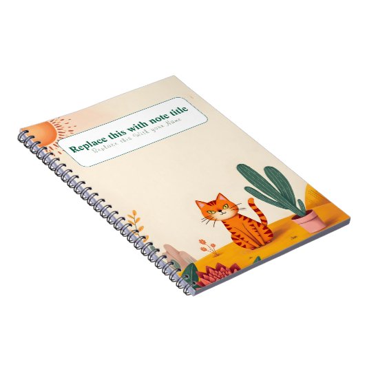 可愛パーソナライズされたいかわいい猫ノート ノートブック (右側)