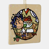 可愛パーソナライズされたいイタリアン料理スパゲティパピー セラミックオーナメント (右)