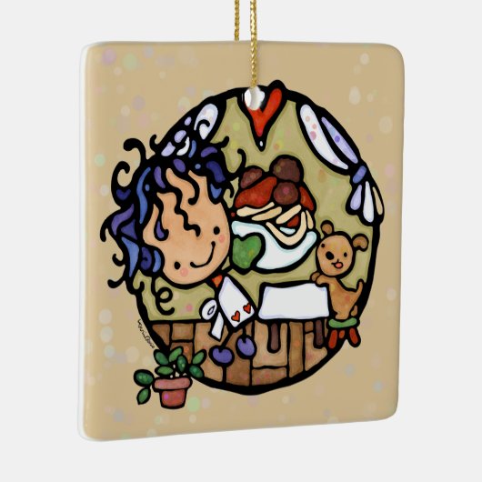 可愛パーソナライズされたいイタリアン料理スパゲティパピー セラミックオーナメント (右)