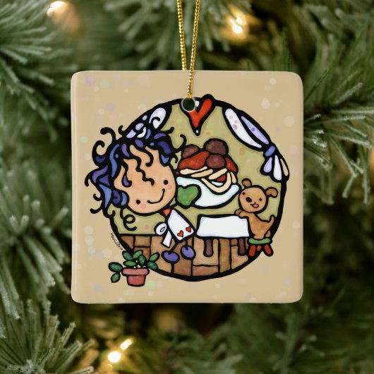 可愛パーソナライズされたいイタリアン料理スパゲティパピー セラミックオーナメント (ツリー)