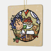 可愛パーソナライズされたいイタリアン料理スパゲティパピー セラミックオーナメント (左)