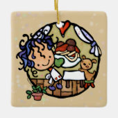 可愛パーソナライズされたいイタリアン料理スパゲティパピー セラミックオーナメント (正面)