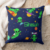 可愛パーソナライズされたいエイリアンの宇宙 クッション (ブランケット)