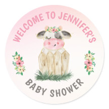 可愛パーソナライズされたいカウピンク金ゴールド赤ちゃんシャワー