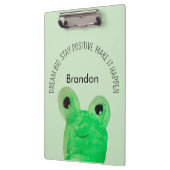 可愛パーソナライズされたいカエル感動的引用文学校 クリップボード (左)