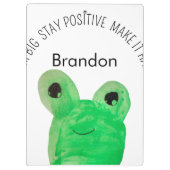 可愛パーソナライズされたいカエル感動的引用文学校 クリップボード (裏面)